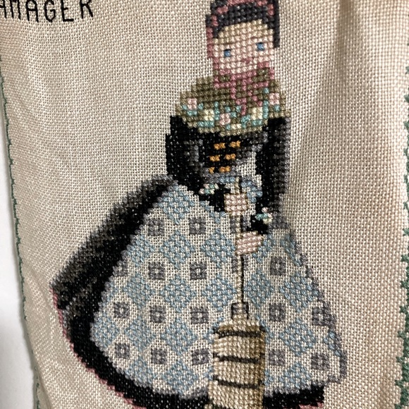 Vintage Danish cross stitch wall hanging - Picture 2 of 8